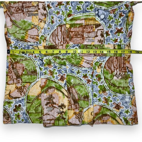 True Vintage 60s Surfline Barkcloth Hawaiian Shirt Sz M w Flap Pockets, Epaulets - Picture 13 of 14